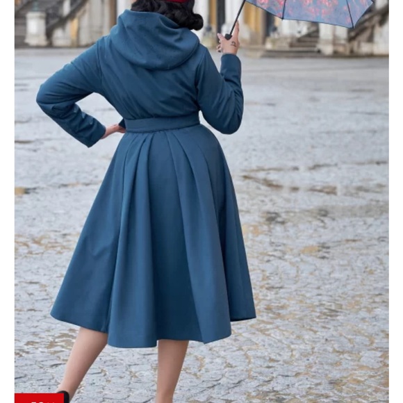 Miss candyfloss Elegant Tan Belted Women's button coat small - Picture 10 of 10